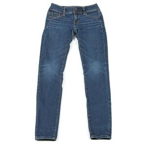 American Eagle Jeans Womens 0 Reg - 25x30 Skinny Super Stretch Dark Wash